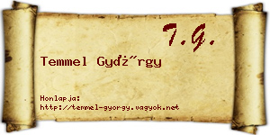 Temmel György névjegykártya